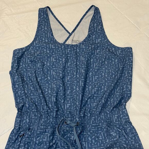 Patagonia Fleetwith Tank Dress Swamp Stamp Pigeon Blue Size Large Summer Dress - Picture 4 of 8